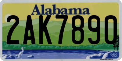 AL license plate 2AK7890