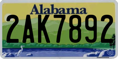 AL license plate 2AK7892