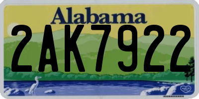 AL license plate 2AK7922