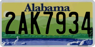 AL license plate 2AK7934