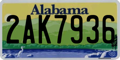AL license plate 2AK7936