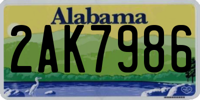 AL license plate 2AK7986