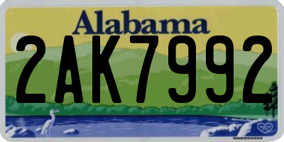 AL license plate 2AK7992