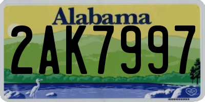 AL license plate 2AK7997