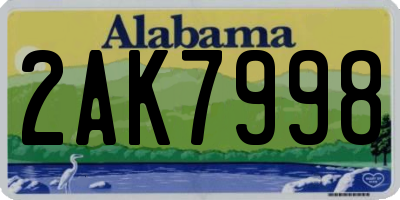 AL license plate 2AK7998