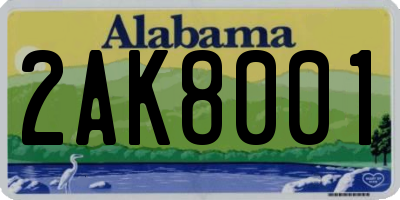 AL license plate 2AK8001