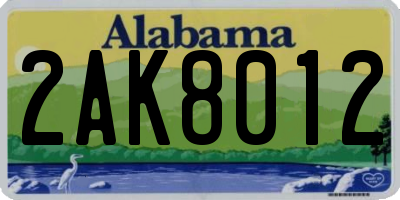 AL license plate 2AK8012