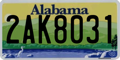 AL license plate 2AK8031