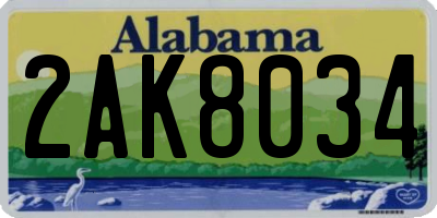 AL license plate 2AK8034