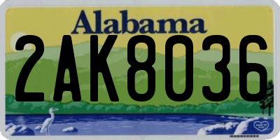 AL license plate 2AK8036