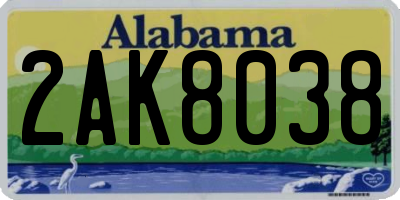 AL license plate 2AK8038