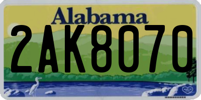 AL license plate 2AK8070