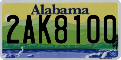 AL license plate 2AK8100