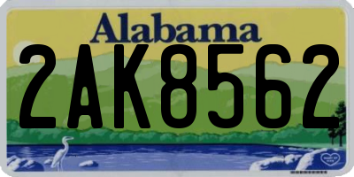 AL license plate 2AK8562