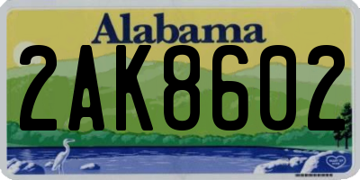 AL license plate 2AK8602