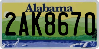 AL license plate 2AK8670