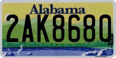 AL license plate 2AK8680