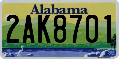 AL license plate 2AK8701