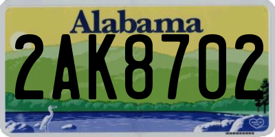 AL license plate 2AK8702