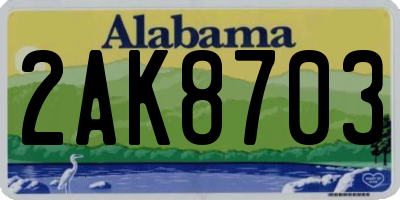 AL license plate 2AK8703