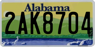 AL license plate 2AK8704