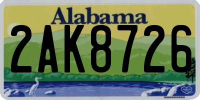 AL license plate 2AK8726