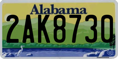 AL license plate 2AK8730
