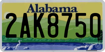 AL license plate 2AK8750