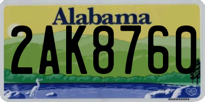 AL license plate 2AK8760