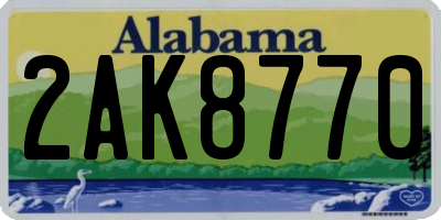 AL license plate 2AK8770