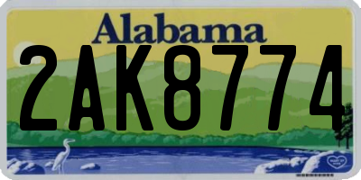 AL license plate 2AK8774