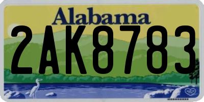 AL license plate 2AK8783