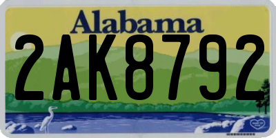 AL license plate 2AK8792