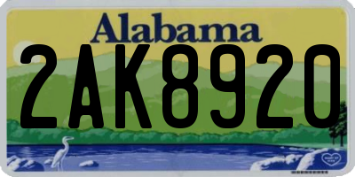 AL license plate 2AK8920