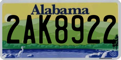 AL license plate 2AK8922