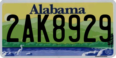 AL license plate 2AK8929