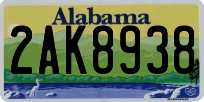 AL license plate 2AK8938