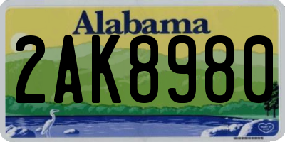 AL license plate 2AK8980