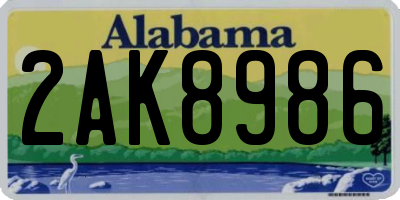 AL license plate 2AK8986