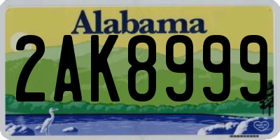 AL license plate 2AK8999