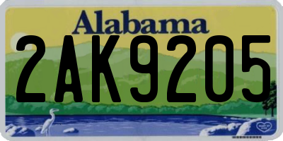 AL license plate 2AK9205