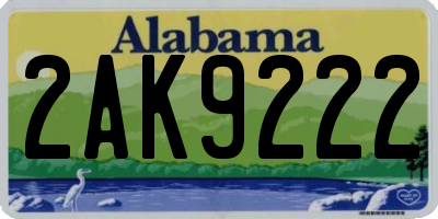 AL license plate 2AK9222