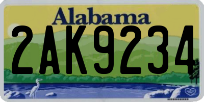 AL license plate 2AK9234
