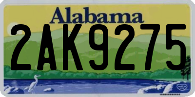 AL license plate 2AK9275