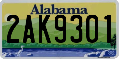AL license plate 2AK9301