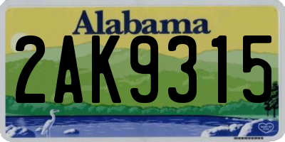 AL license plate 2AK9315