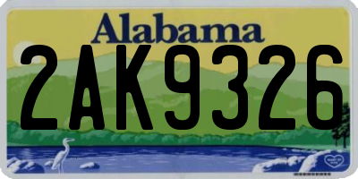 AL license plate 2AK9326