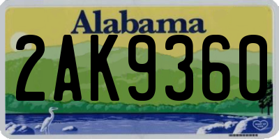 AL license plate 2AK9360