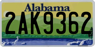 AL license plate 2AK9362