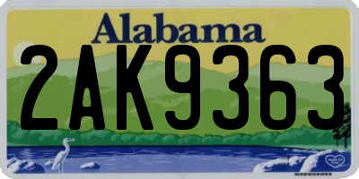 AL license plate 2AK9363
